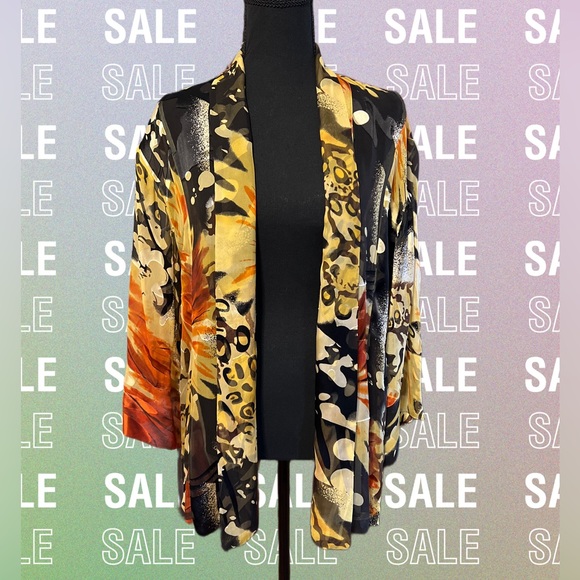 CHICO’S Silk Sheer Open Front Kimono/Cardigan - Picture 13 of 17